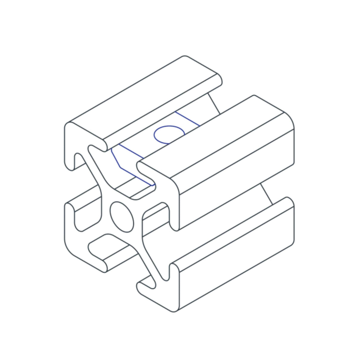 diagram of a slide-in t-nut being inserted into the t-slot of a metal bar