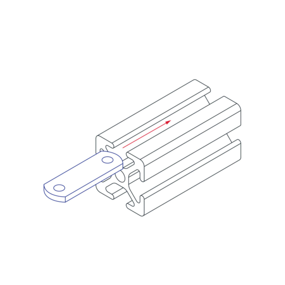 diagram of a t-nut being inserted into a t-slot bar