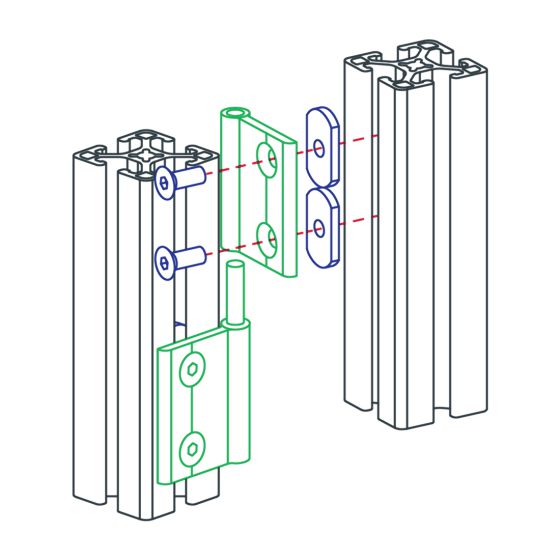 diagram of a hingle and two t-slotted bars