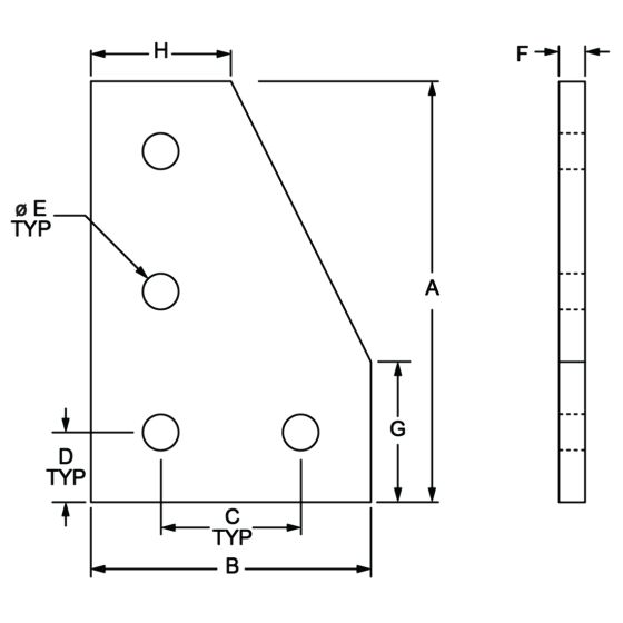 diagram of an angled joining plate