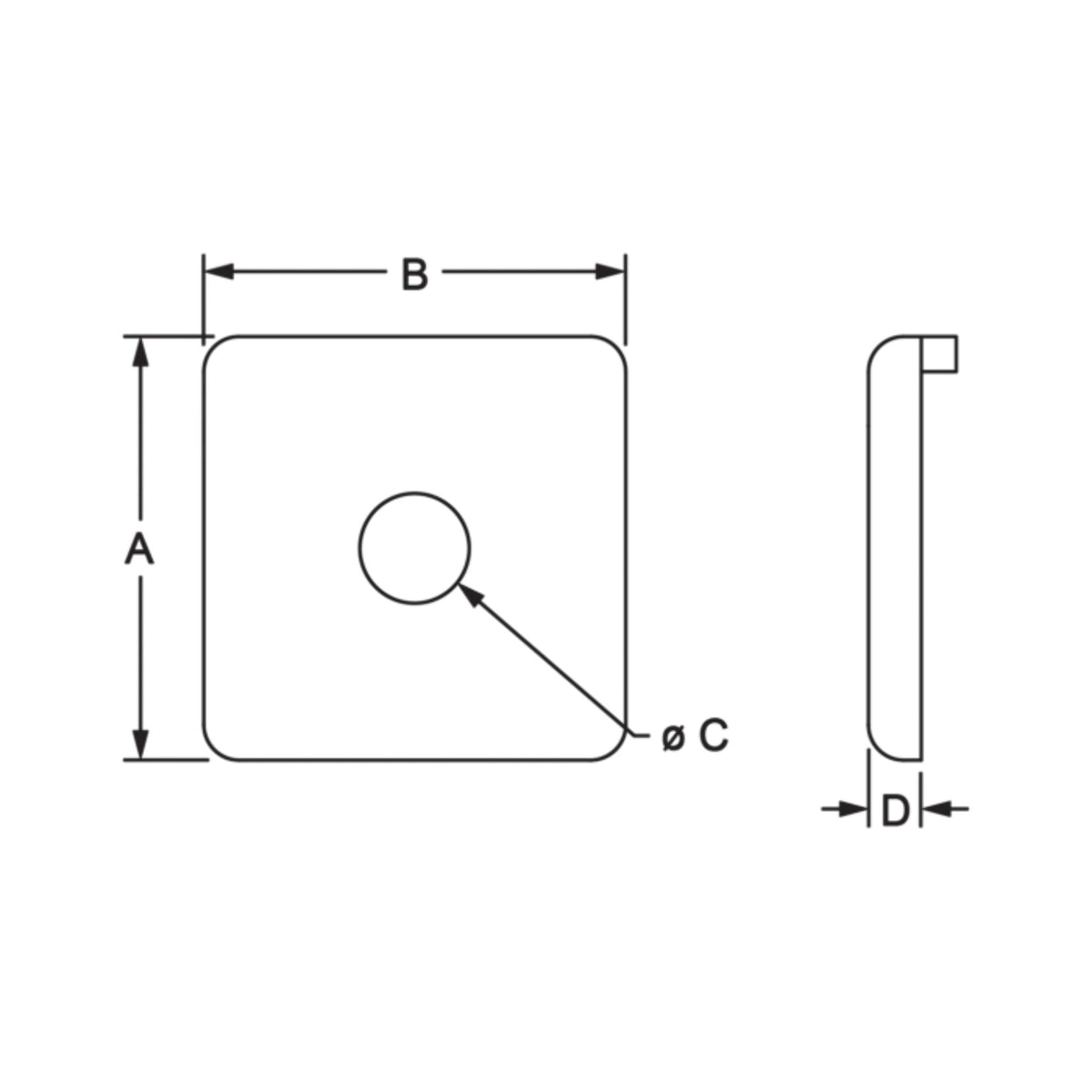 diagram of a square end cap
