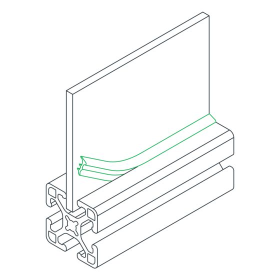 diagram of a panel gasket inserted into a t-slot bar