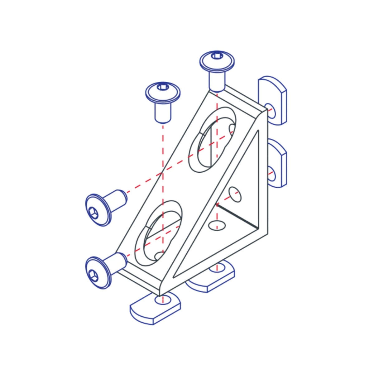 diagram of a triangle shaped corner bracket