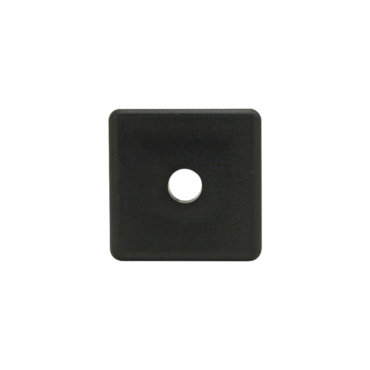 black square end cap with one hole in the center