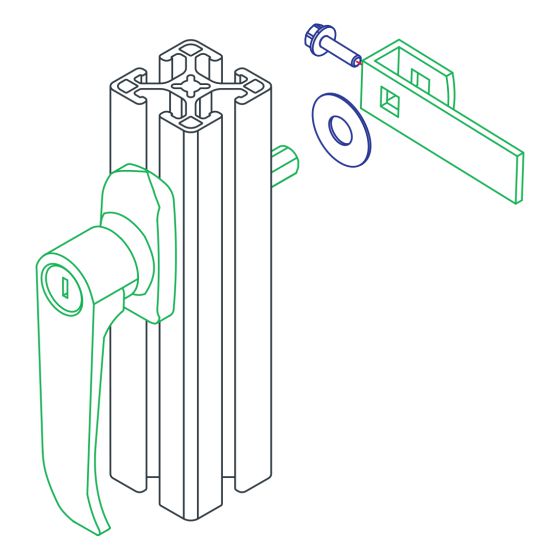 diagram of a furniture handle mounted to a t-slot bar