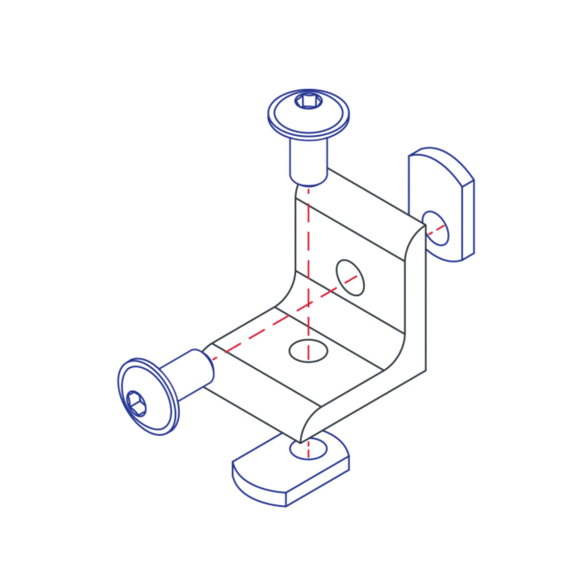 diagram of a corner bracket with screw mounting