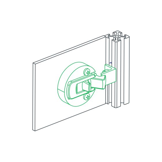 diagram of a grabber handle being mounted to a t-slot bar