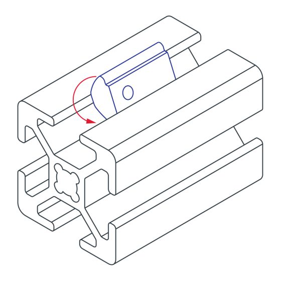 diagram of a t-nut inserted into a t-slot bar