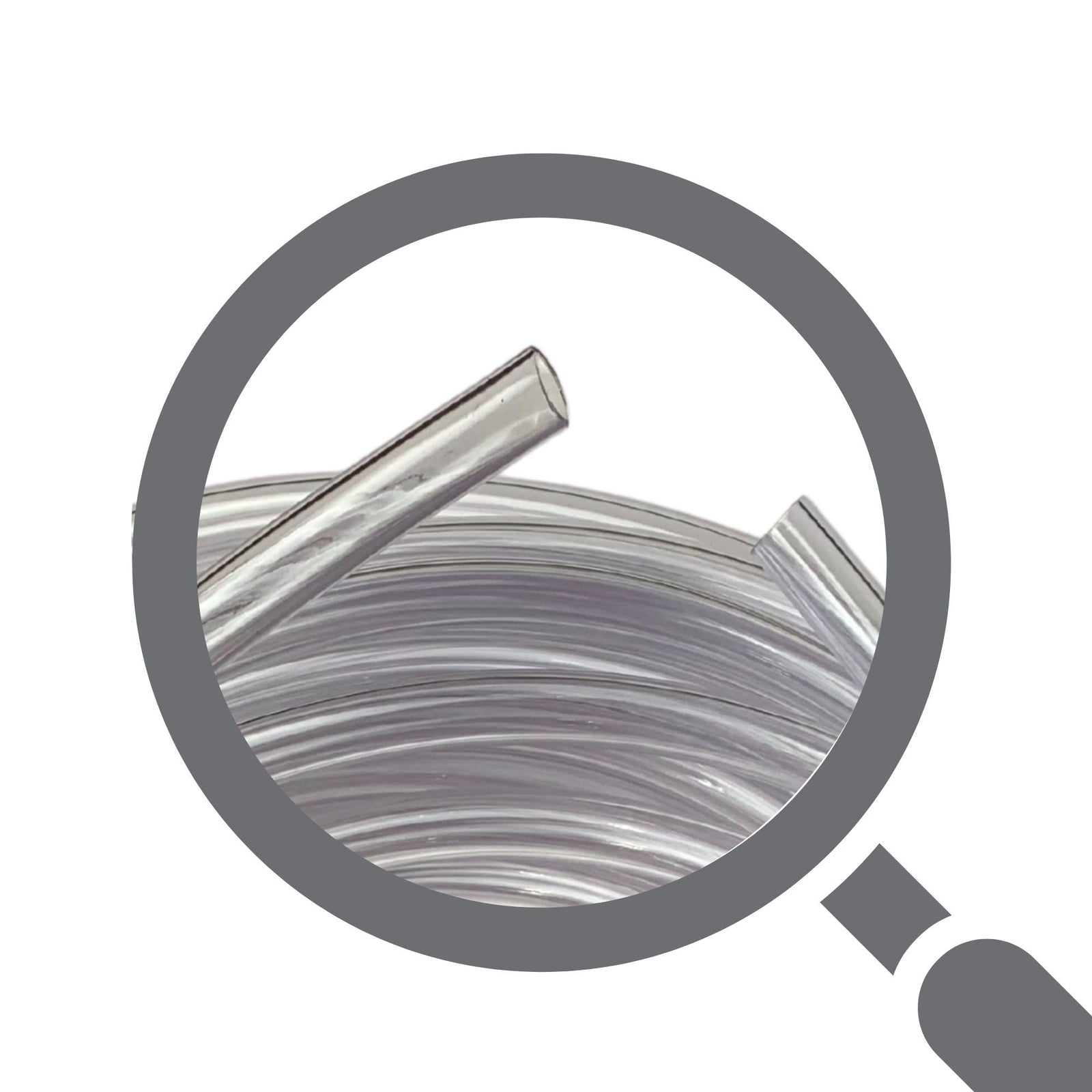 Zoomed image of the end of tubing, showing the size of tube