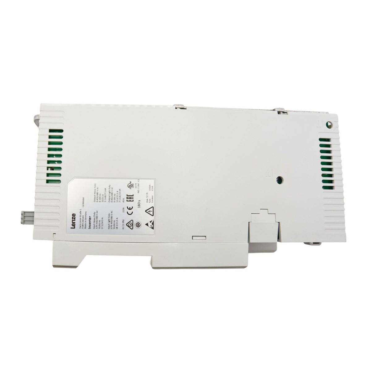Lenze | i510 10hp Cabinet mount 480volt 5digital inputs, 2 analog inputs, 1 digital output 1 analog Output, 1 relay | I51BE275F10V11000S - side view