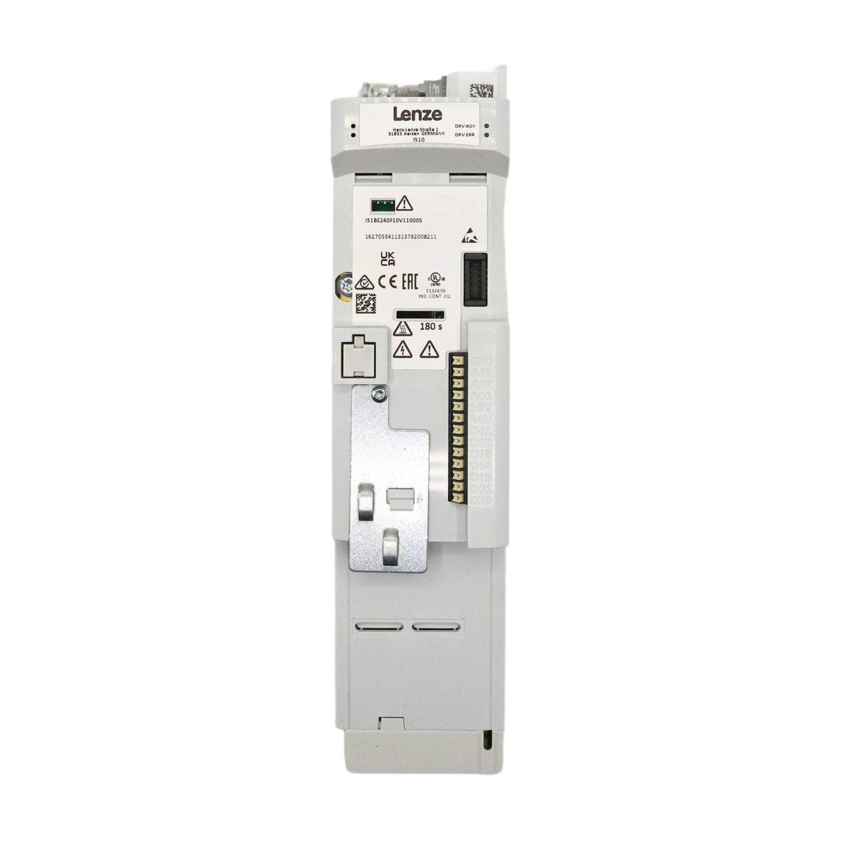 Lenze | i510 5hp Cabinet mount 480volt 5digital inputs, 2 analog inputs, 1 digital output 1 analog Output, 1 relay | I51BE240F10V11000S - front view
