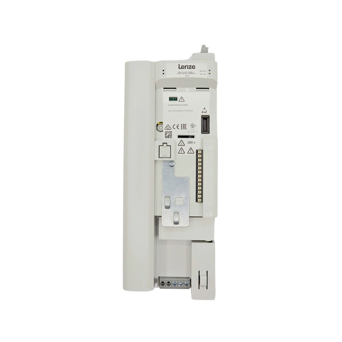 Lenze | i510 7.5hp Cabinet mount 480volt 5digital inputs, 2 analog inputs, 1 digital output 1 analog Output, 1 relay | I51AE255F10V11000S - front view