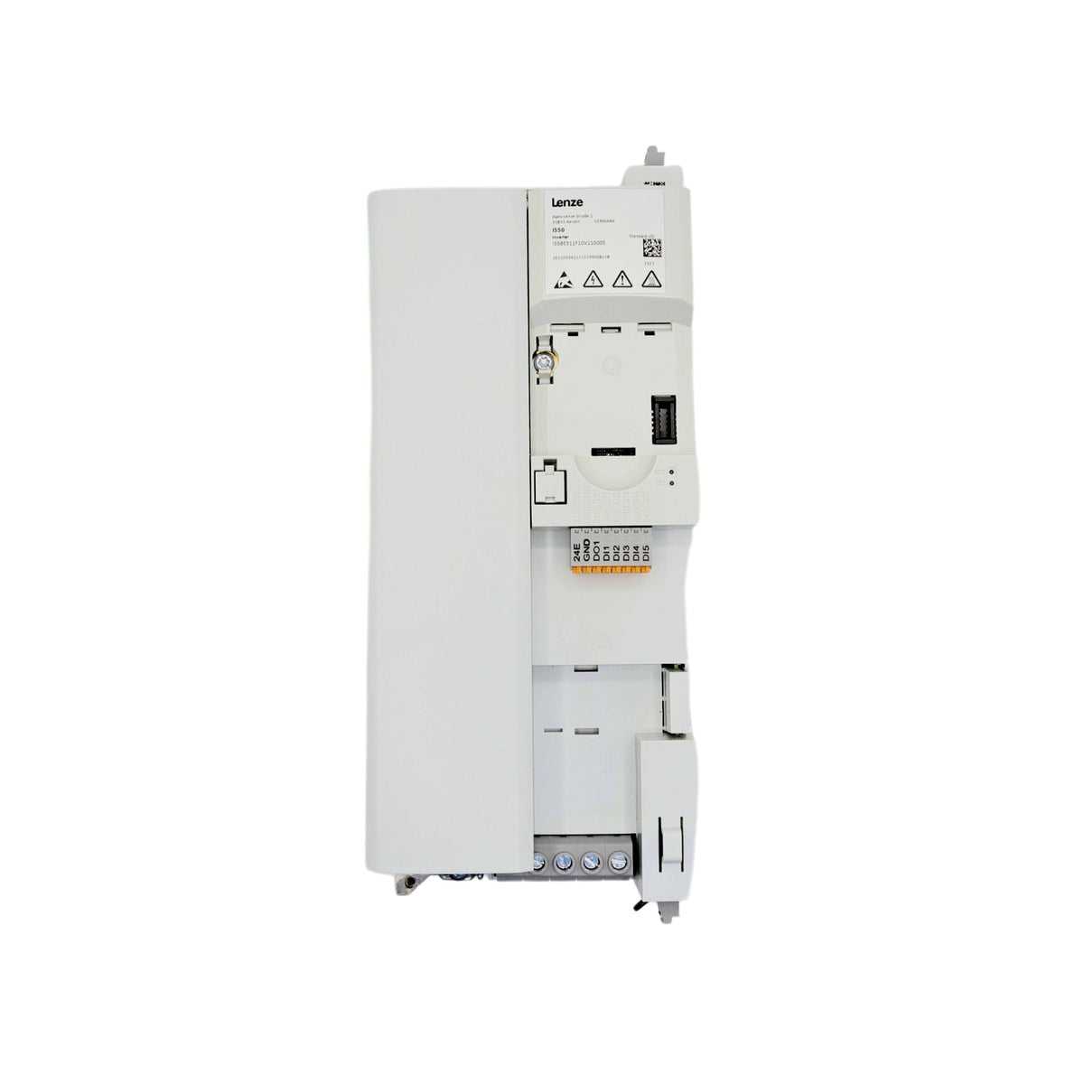 Lenze | i550 15hp Cabinet mount, fieldbus and STO capable, 480volt 5digital inputs, 2 analog inputs, 1 digital output 1 analog Output, 1 relay | I55BE311F10V11000S - front view