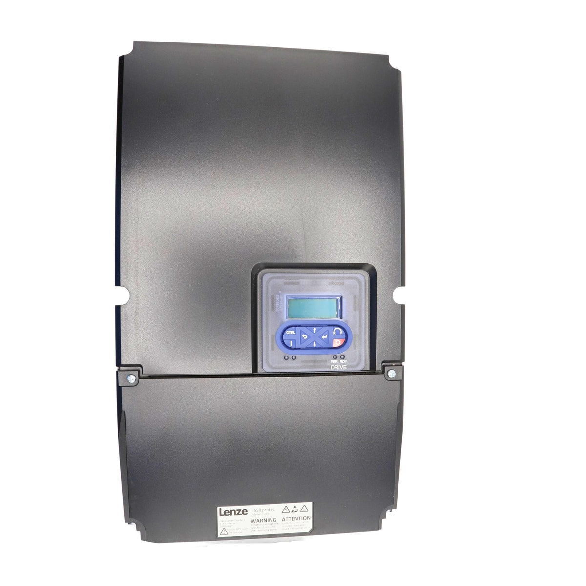  Lenze | I550 Protec 20hp Wall Mount, Nema 4x rated, Keypad, Incremental encoder (HTL) via two digital inputs, 5digital inputs, 2 analog inputs, 1 digital output 1 analog Output, 1 relay | I55AP315F00711K00S - front view
