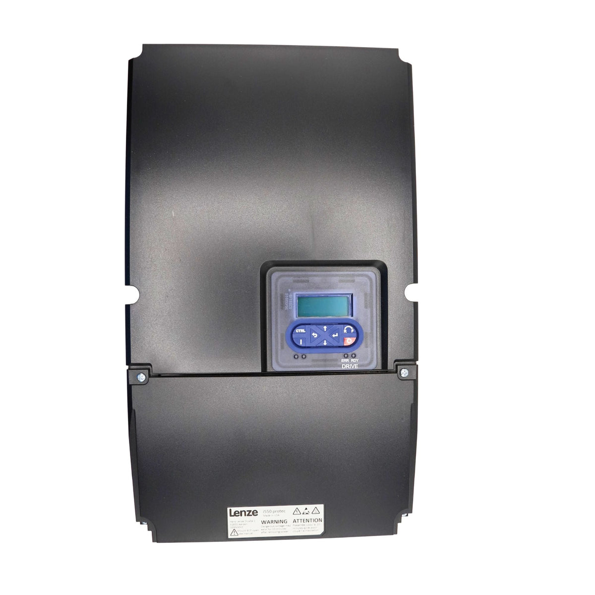 Lenze | I550 Protec 25hp Wall Mount, Nema 4x rated, Keypad, Incremental encoder (HTL) via two digital inputs, 5digital inputs, 2 analog inputs, 1 digital output 1 analog Output, 1 relay | I55AP318F00711K00S - front view
