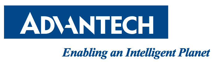 Advantech - white text on blue background with company slogan "Enabling an Intelligent Planet"
