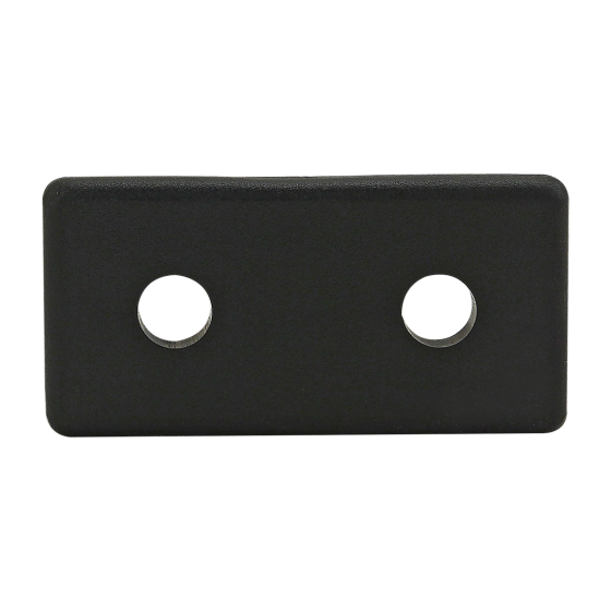 black, rectangular flat plate with a round hole on each side