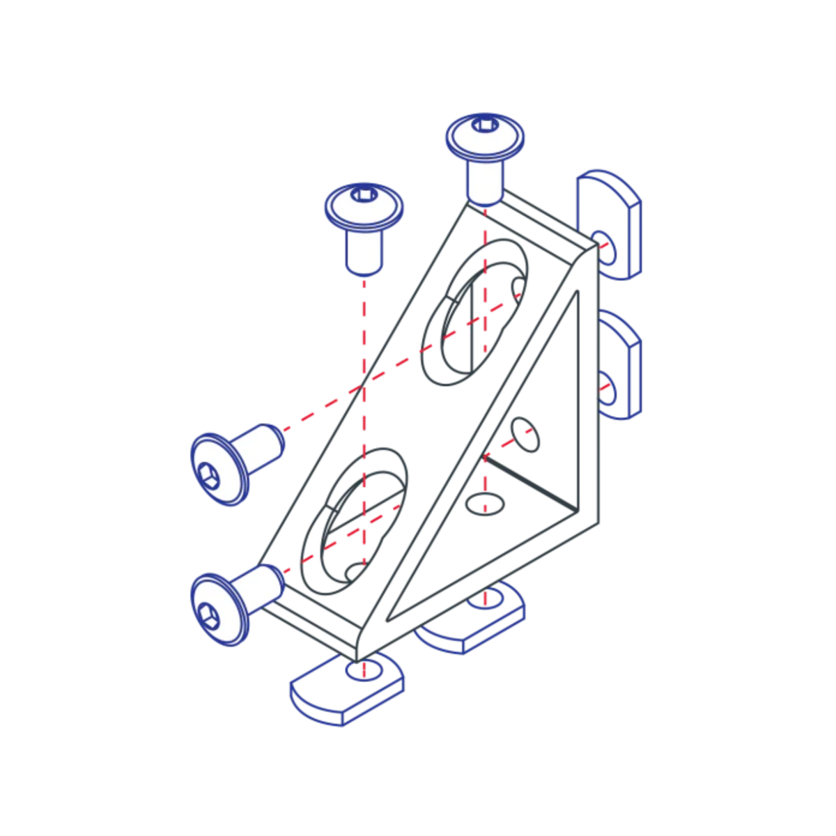 diagram of a triangle shaped corner bracket