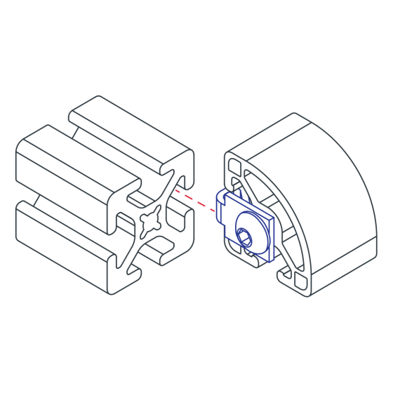diagram of a fastener clip and a t-slotted bar