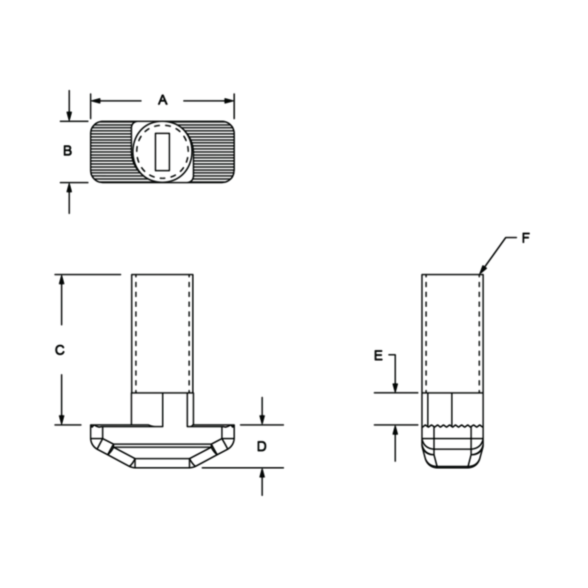 diagram of a t-slot stud