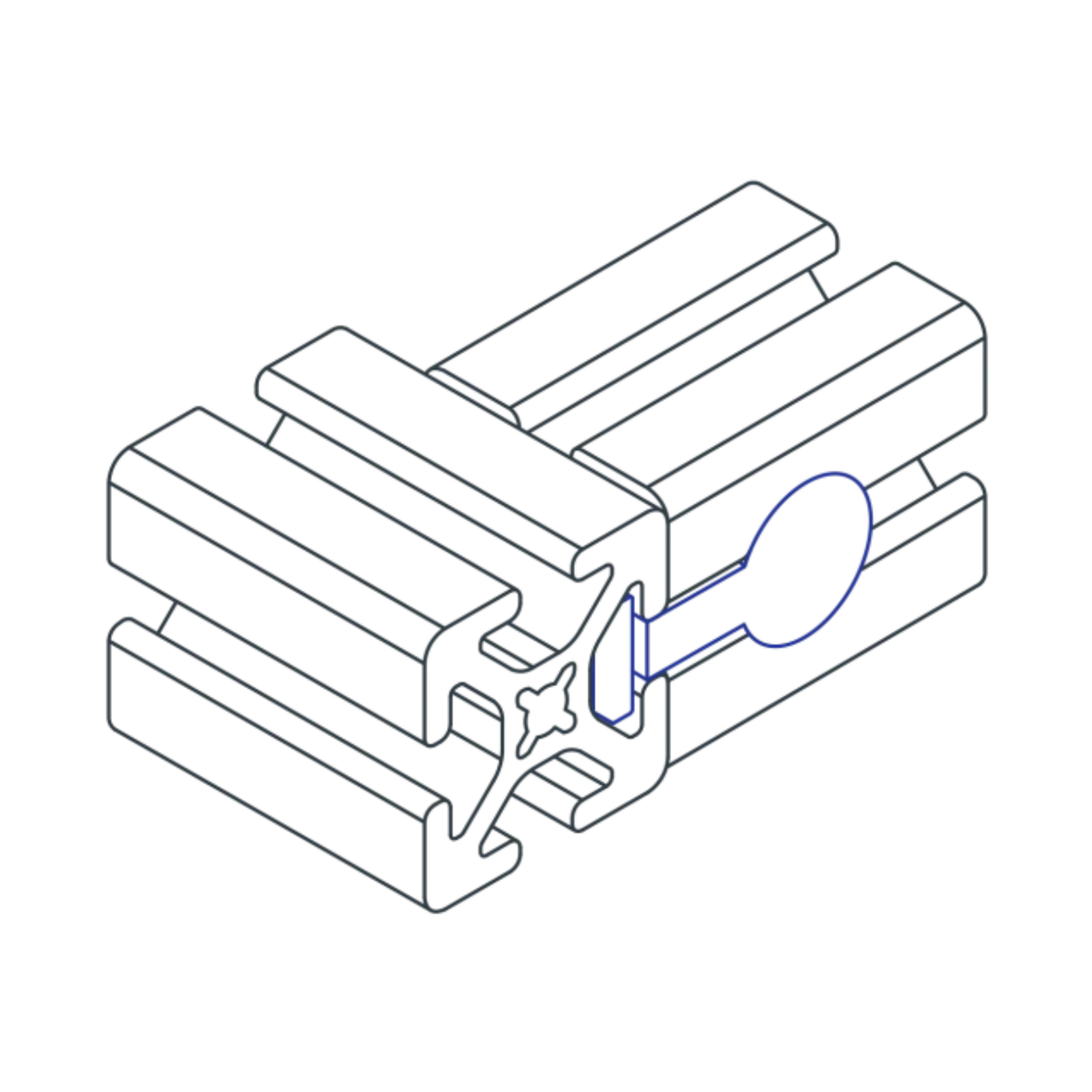 diagram of a fastener assembly and a t-slot bar