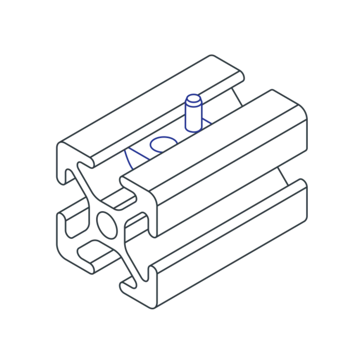 diagram of a t-nut being inserted into a t-slot bar