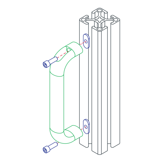diagram of a door handle mounted to a t-slot bar