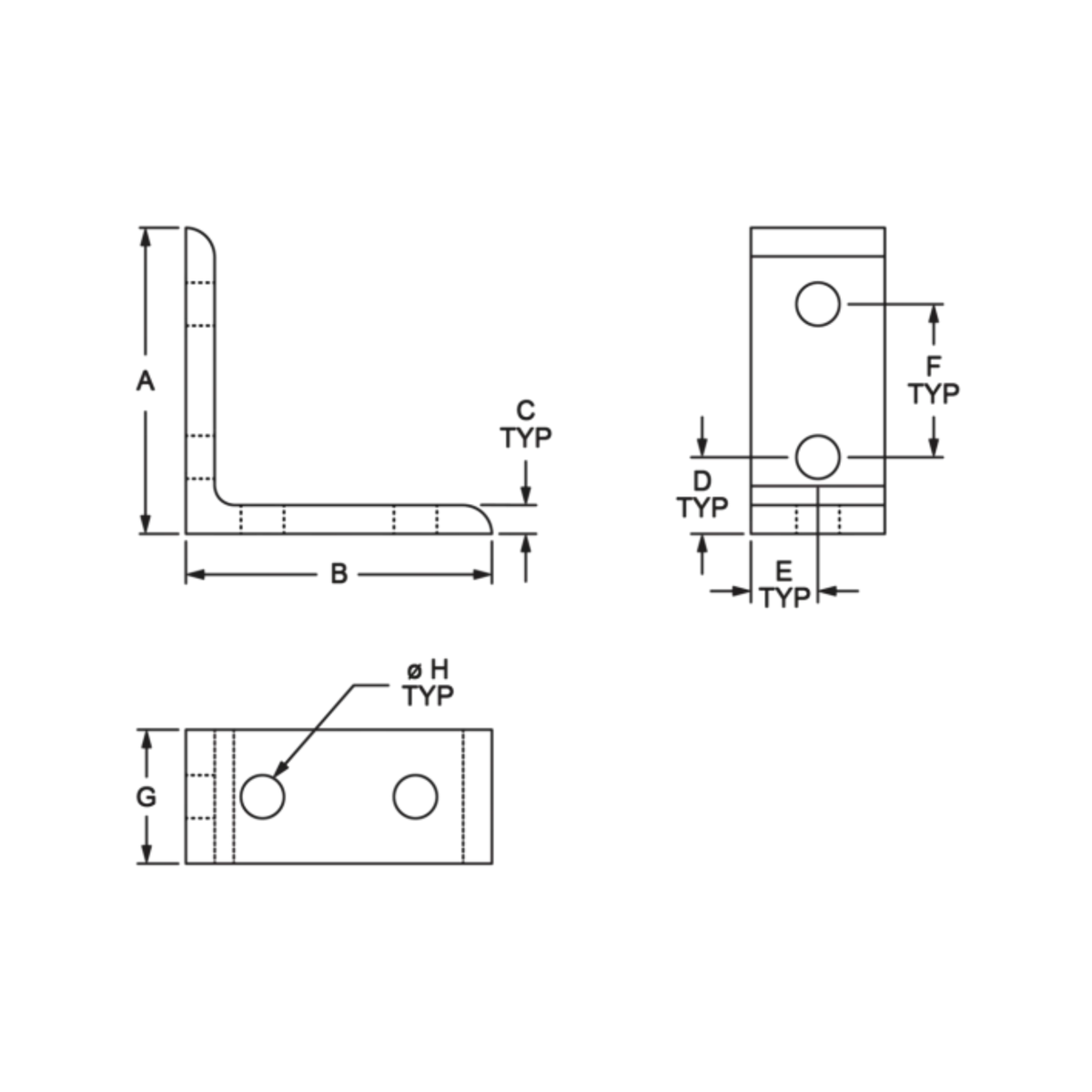 diagram of an inside corner bracket