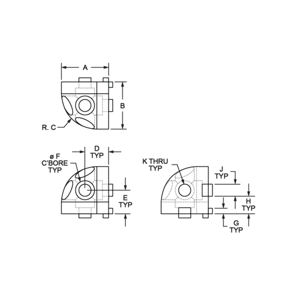 diagram of a rounded corner connector