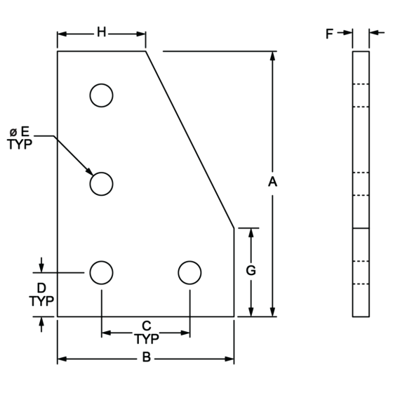 diagram of an angled joining plate