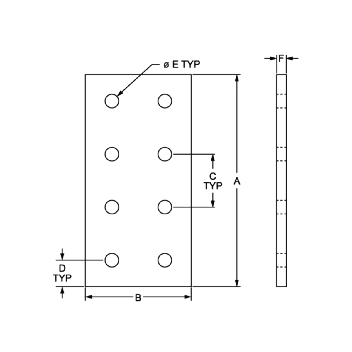 diagram of an 8-hole joining plate