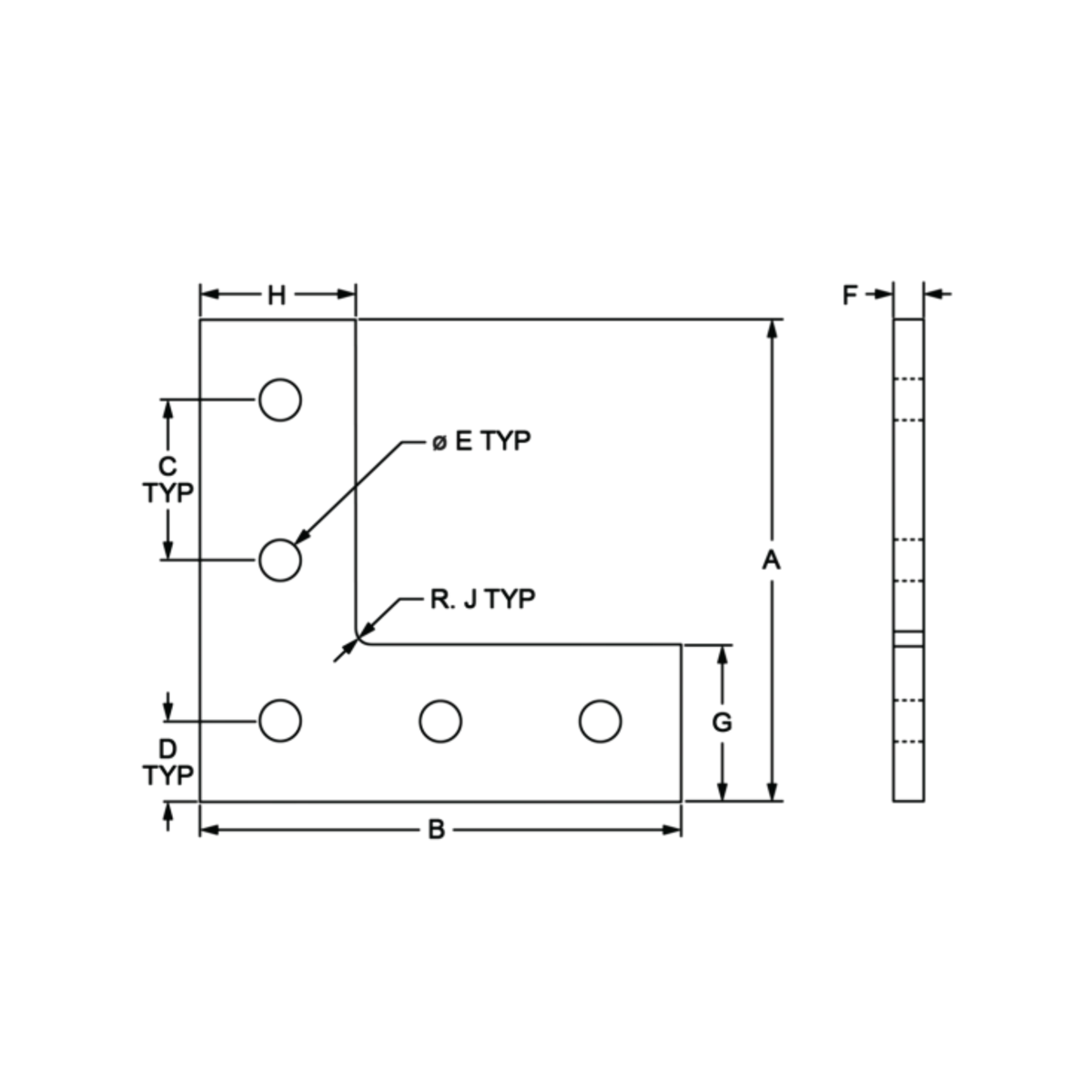 diagram of an L shaped flat plate