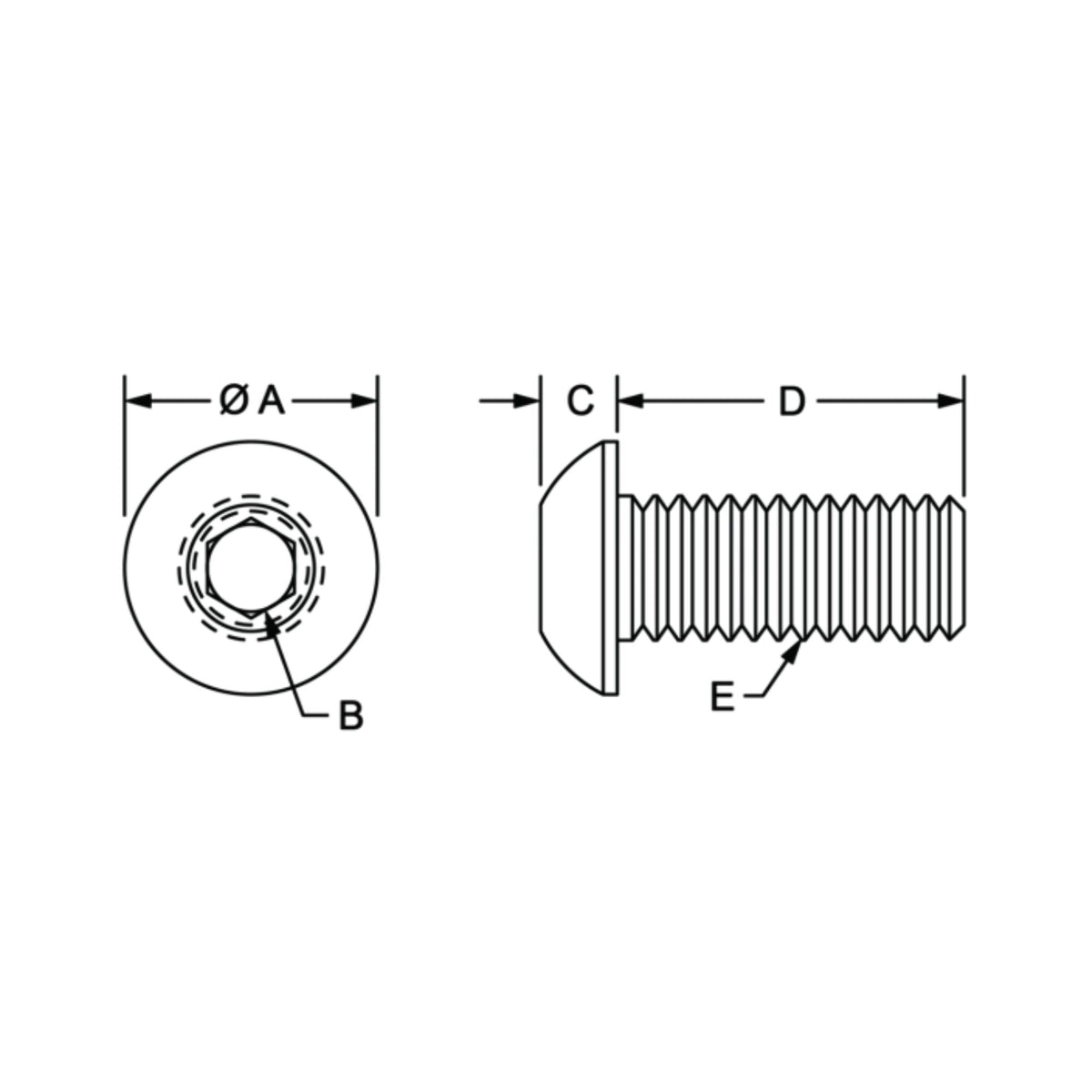 diagram of a button head socket cap screw