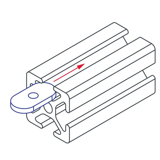 diagram of a t-nut being inserted into a t-slotted bar