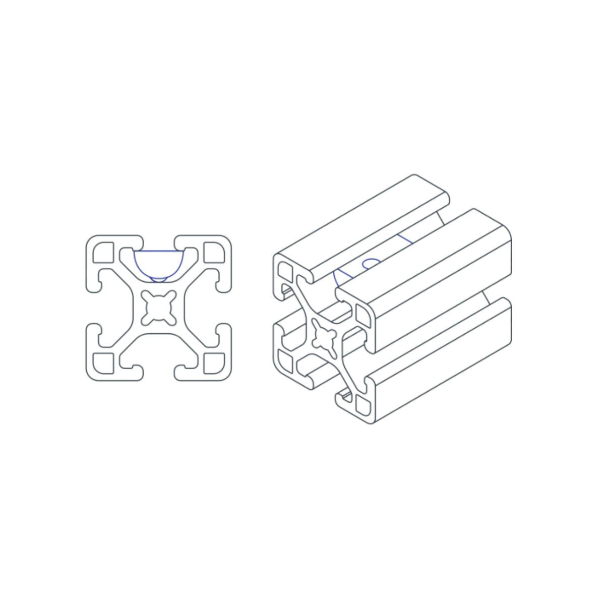 diagram of a t-nut with ball spring inserted into a t-slotted bar