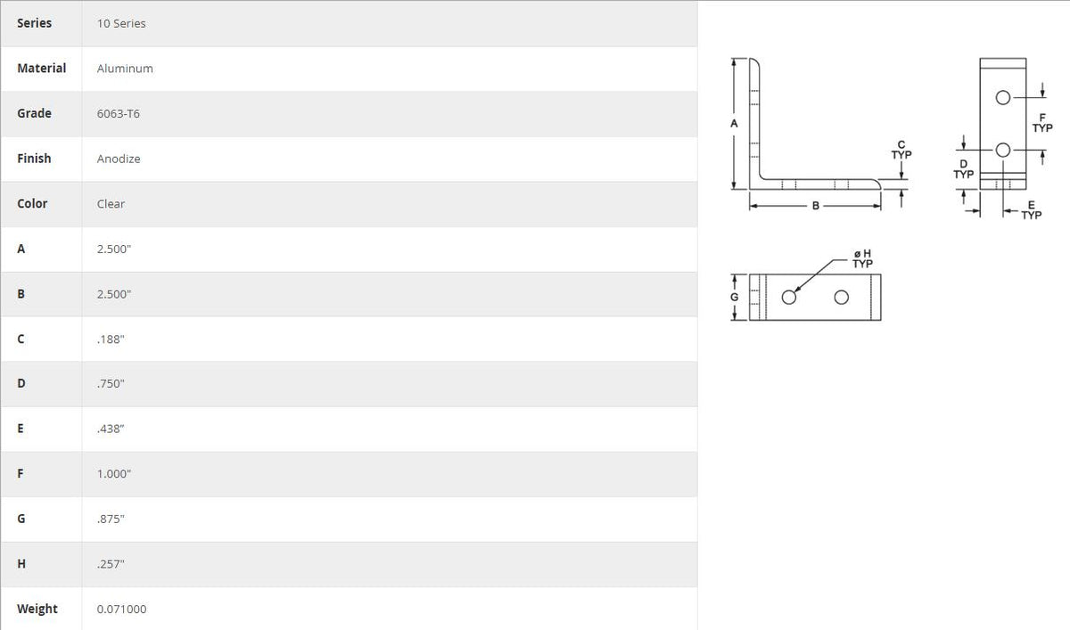 80/20 | 10 Series 4 Hole Inside Corner Bracket | 4101