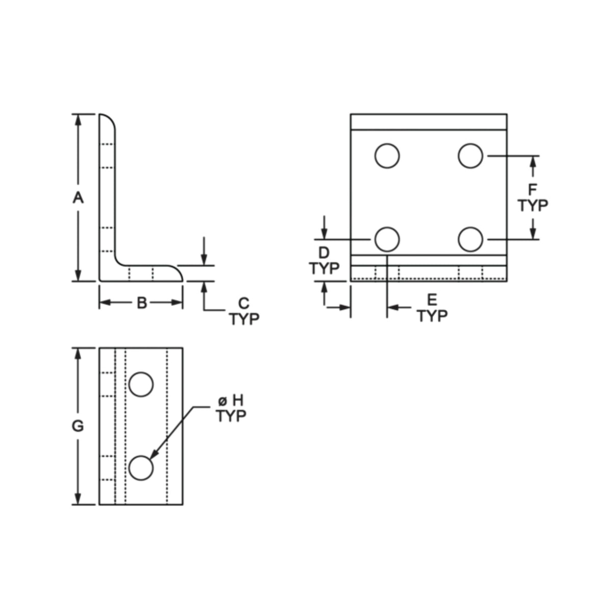 diagram of an inside corner bracket