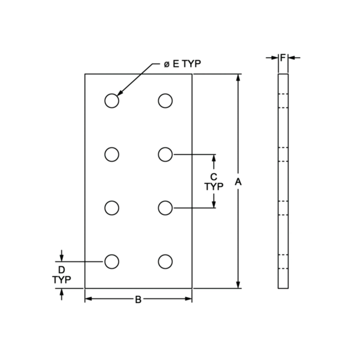 diagram of an 8-hole joining plate