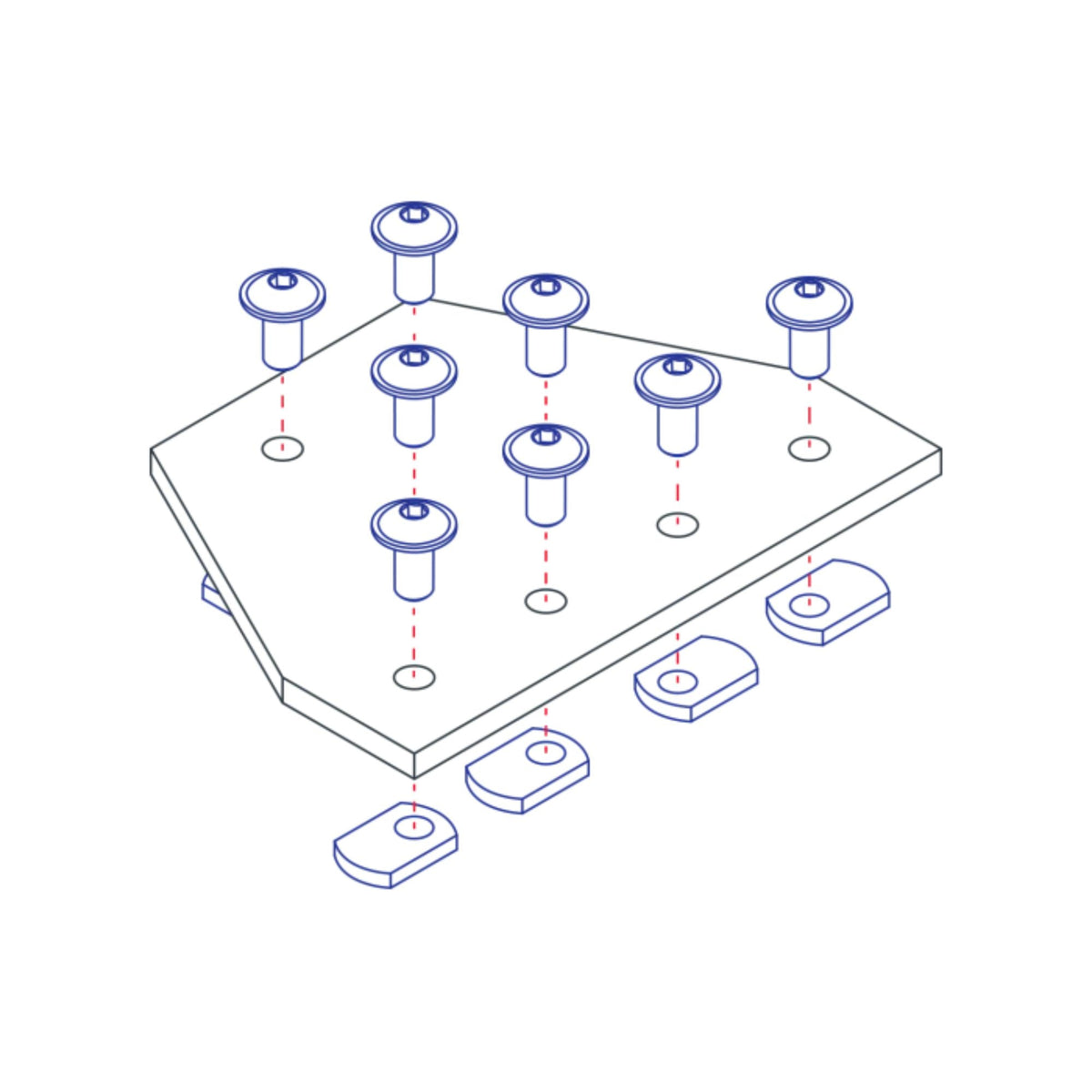 diagram of a tee flat plate with screws