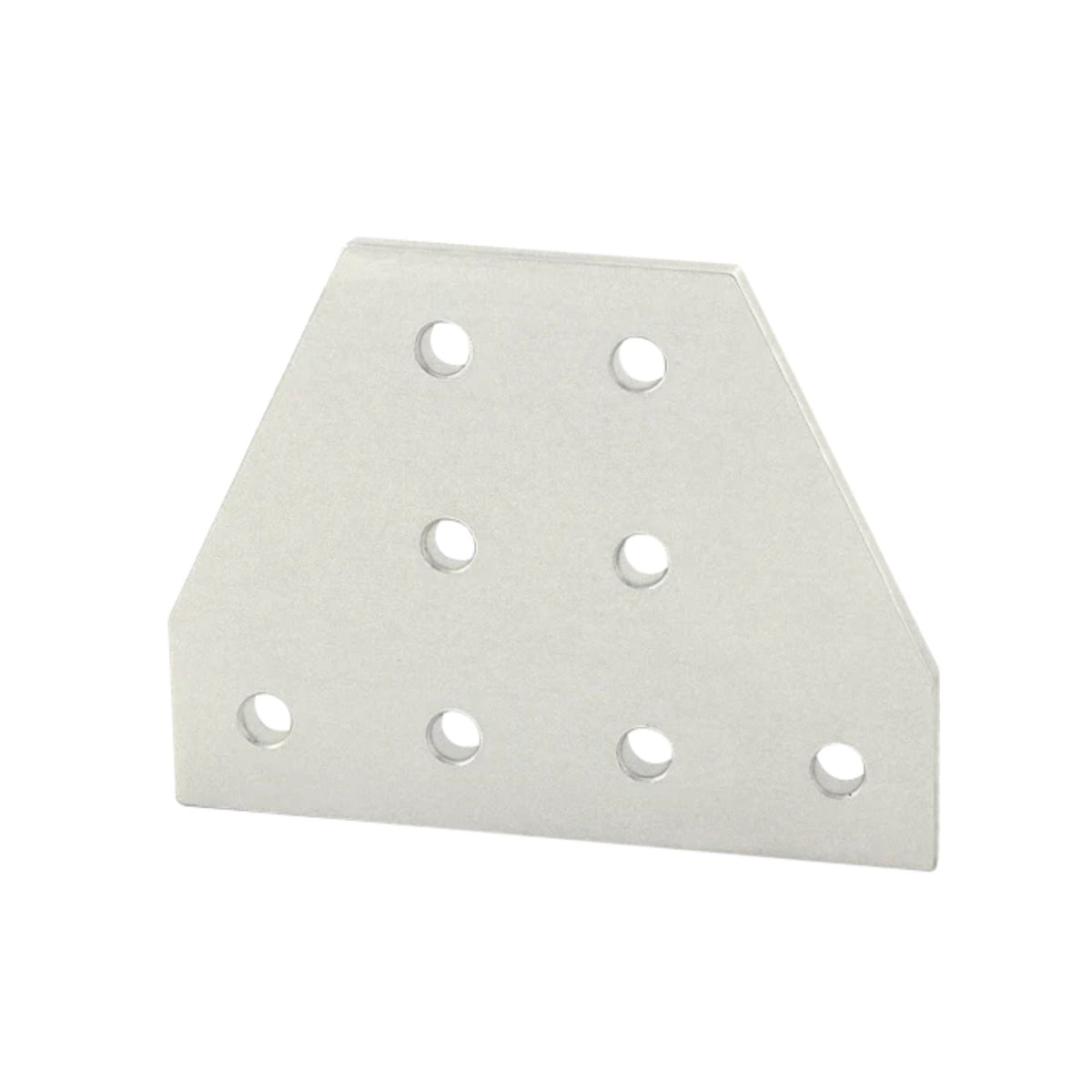 white, rectangular flat plate with angled corners at the top and eight mounting holes