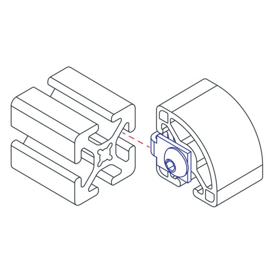 diagram of a fastener clip and a t-slotted bar