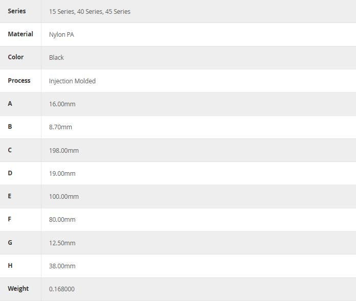 80/20 | 15, 40 & 45 Series Ergonomic Plastic Handle | 12000