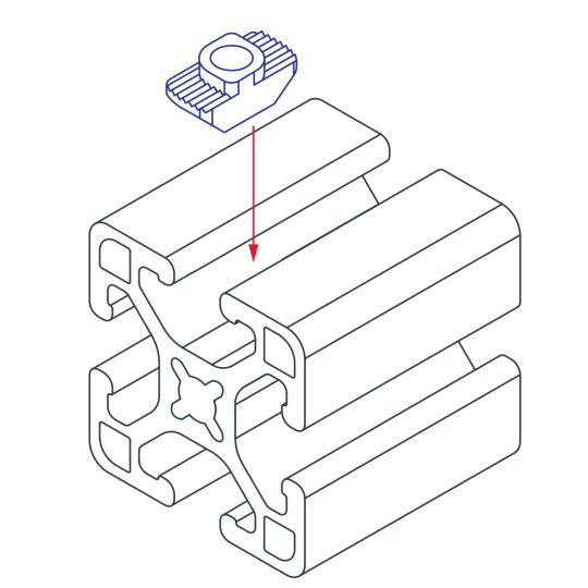 diagram of a t-nut being inserted into a t-slotted bar