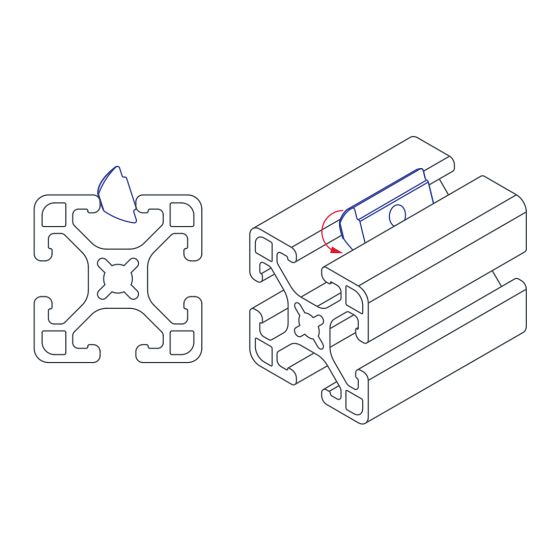 diagram of a roll-in t-nut being inserted into a t-slotted bar