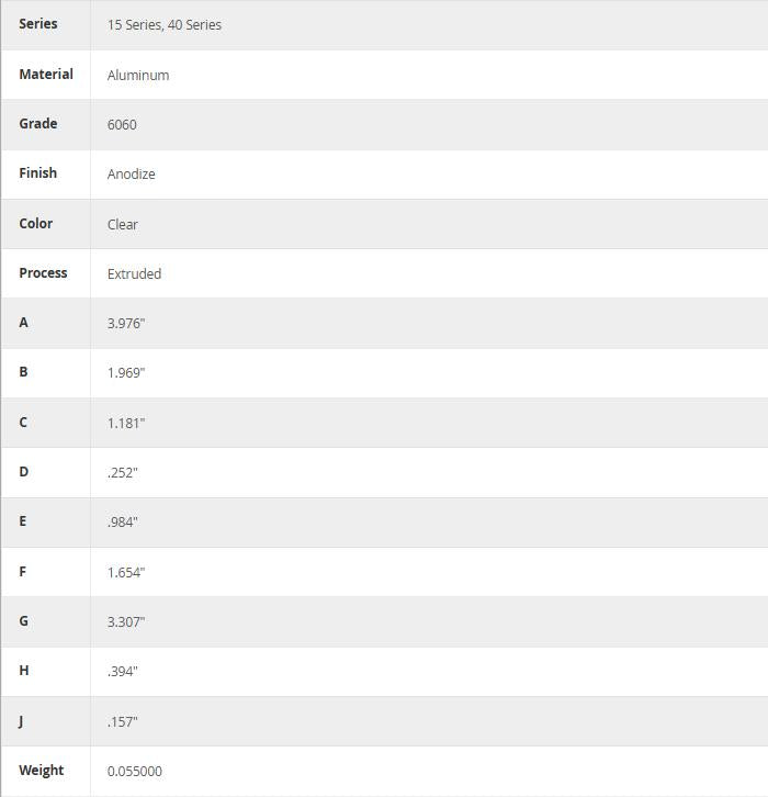 80/20 | 15 & 40 Series 4 Hole - Concealed Hinge | 2327
