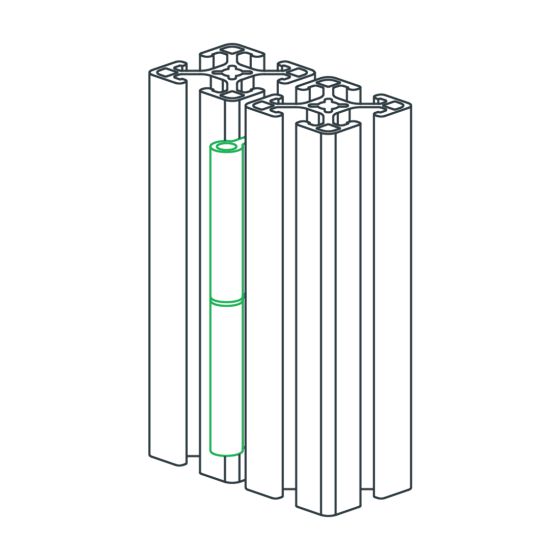 diagram of a hingle and two t-slotted bars