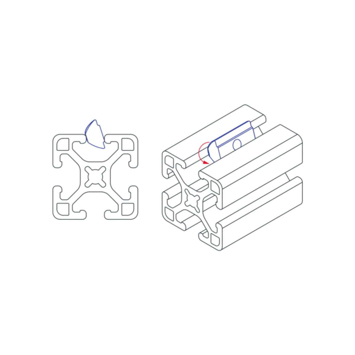 diagram of a t-nut inserted into a t-slotted bar