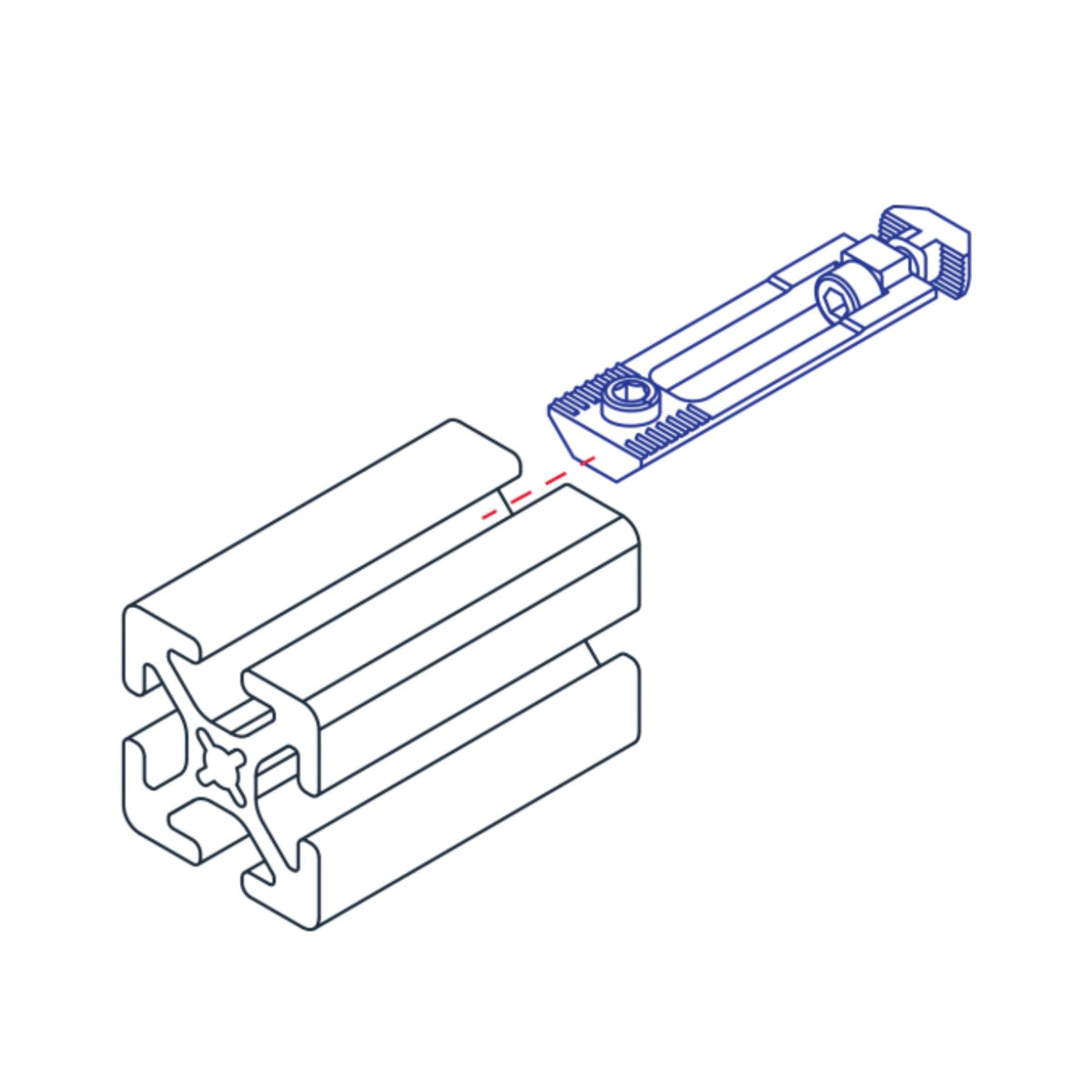 diagram of a milling connector inserted into a t-slotted bar