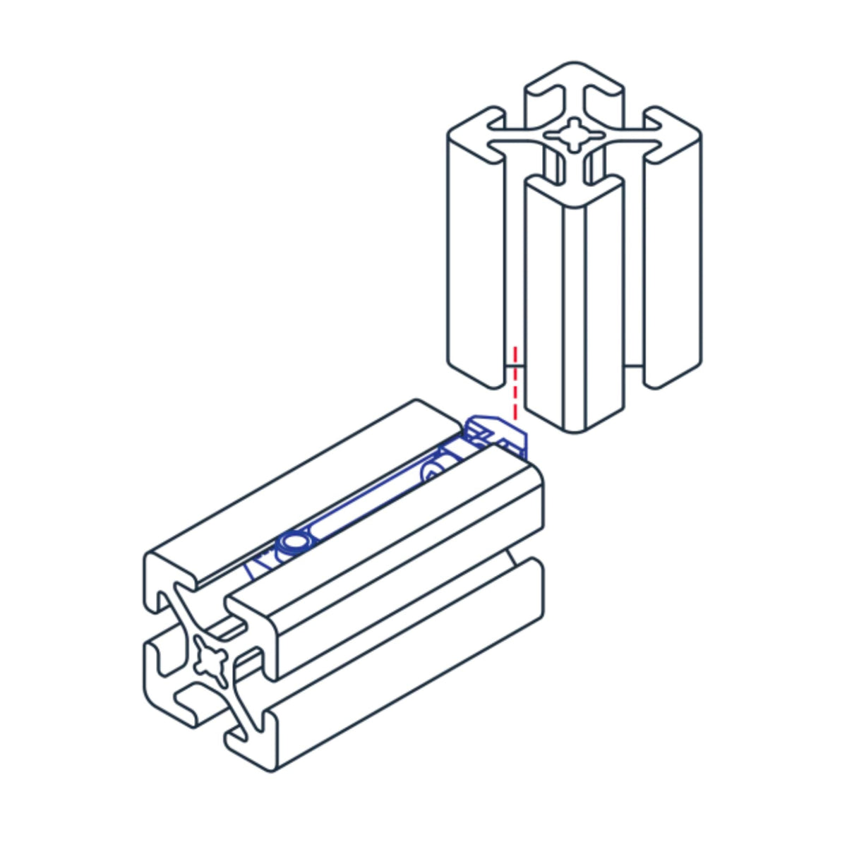 diagram of a milling connector inserted into a t-slotted bar