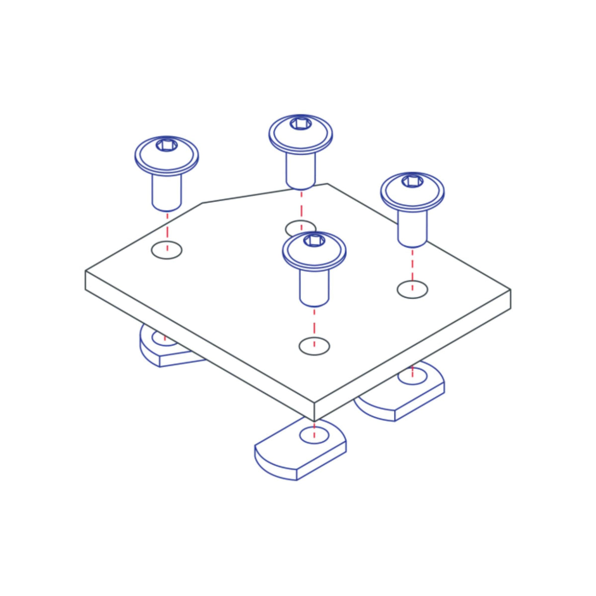 diagram of an angled flat plate with screws